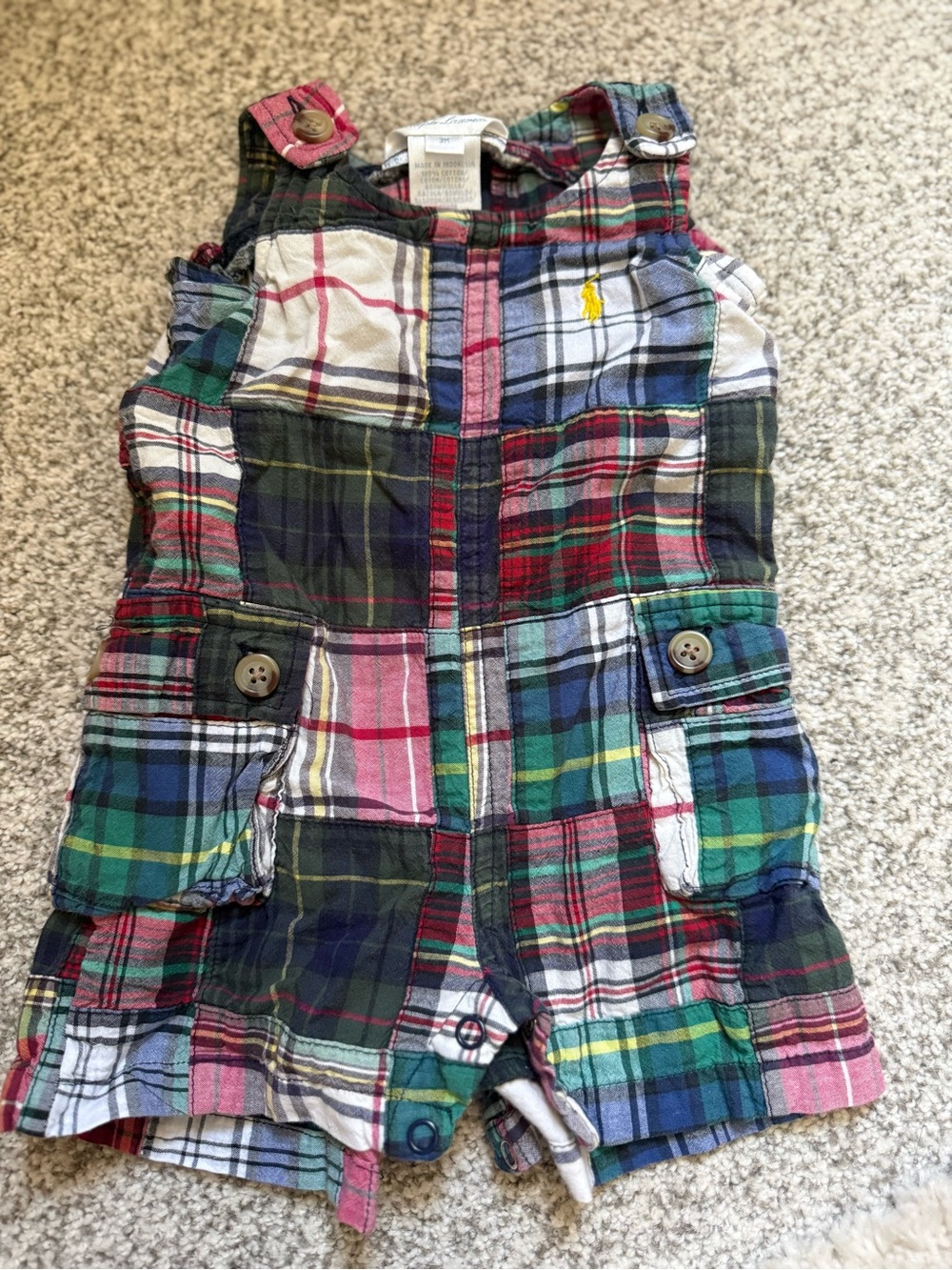 Ralph Lauren Multicolor Plaid Patchwork Romper